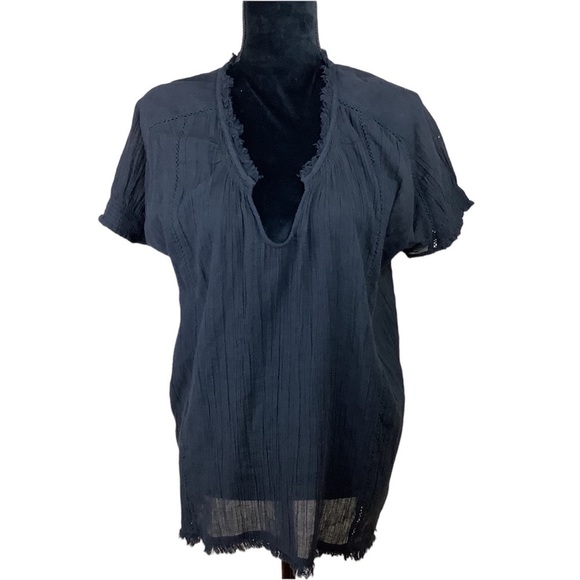 ARITZIA GOLDEN TNA COTTON BOHO BLACK BLOUSE - Picture 1 of 8